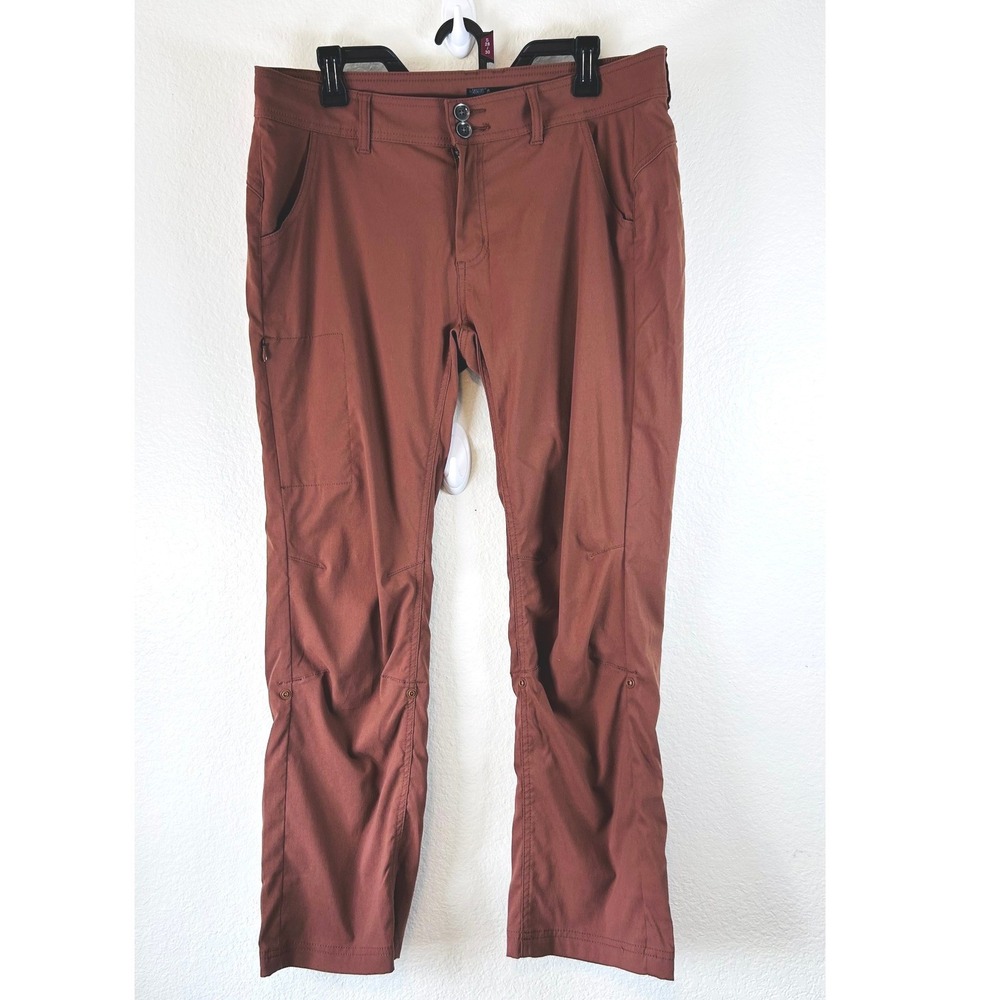 Prana Halle Hiking Pants Gorpcore Rust Brown Zion Stretch Roll Up SZ 14